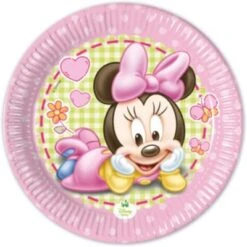 Procos Papp-Partyteller Disney Minnie Mouse Baby, Ø 20 Cm, 8 Stück