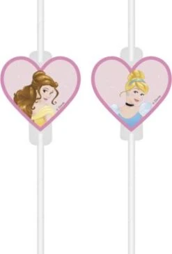 Procos Papiertrinkhalme Mit Topper Disney Princess, 4 Stück