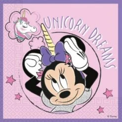Procos Servietten Disney Minnie Mouse Unicorn, 33 X 33 Cm, 3-lagig, Kompostierbar, 20 Stück