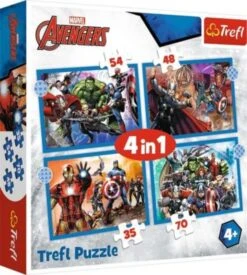 Trefl 4 In 1 Puzzle Brave Avengers - Disney Marvel The Avengers, 35/48/54/70 Teile