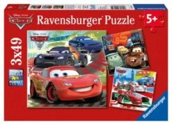 Ravensburger 3er Set Puzzle, Je 49 Teile, 21x21 Cm, Disney Cars: Weltweiter Rennspaß