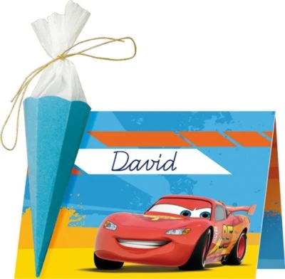 Tischkärtchen Einschulung Disney Cars, 6 Stück 3 Tischkärtchen Einschulung Disney Cars, 6 Stück