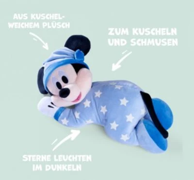 SIMBA Disney Gute Nacht Mickey Liegend, 30 Cm Plüschfigur, Leuchtet Im Dunkeln 6 SIMBA Disney Gute Nacht Mickey Liegend, 30 Cm Plüschfigur, Leuchtet Im Dunkeln – Bild 4