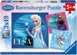 Ravensburger 3er Set Puzzle, Je 49 Teile, 21x21 Cm, Disney Die Eiskönigin: Elsa, Anna & Olaf