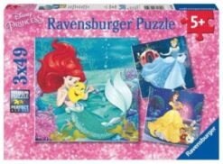 Ravensburger 3er Set Puzzle, Je 49 Teile, 21x21 Cm, Disney Princess: Abenteuer Der Prinzessinnen