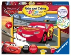 Ravensburger Malen Nach Zahlen, 13x18 Cm, Mit Farbigen Motivlinien, Disney Cars: Lightning McQueen